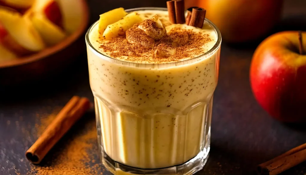 Un smoothie à la pomme avec de la cannelle